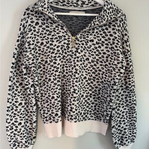 LOFT Black and White Cheetah Patterned Sweater